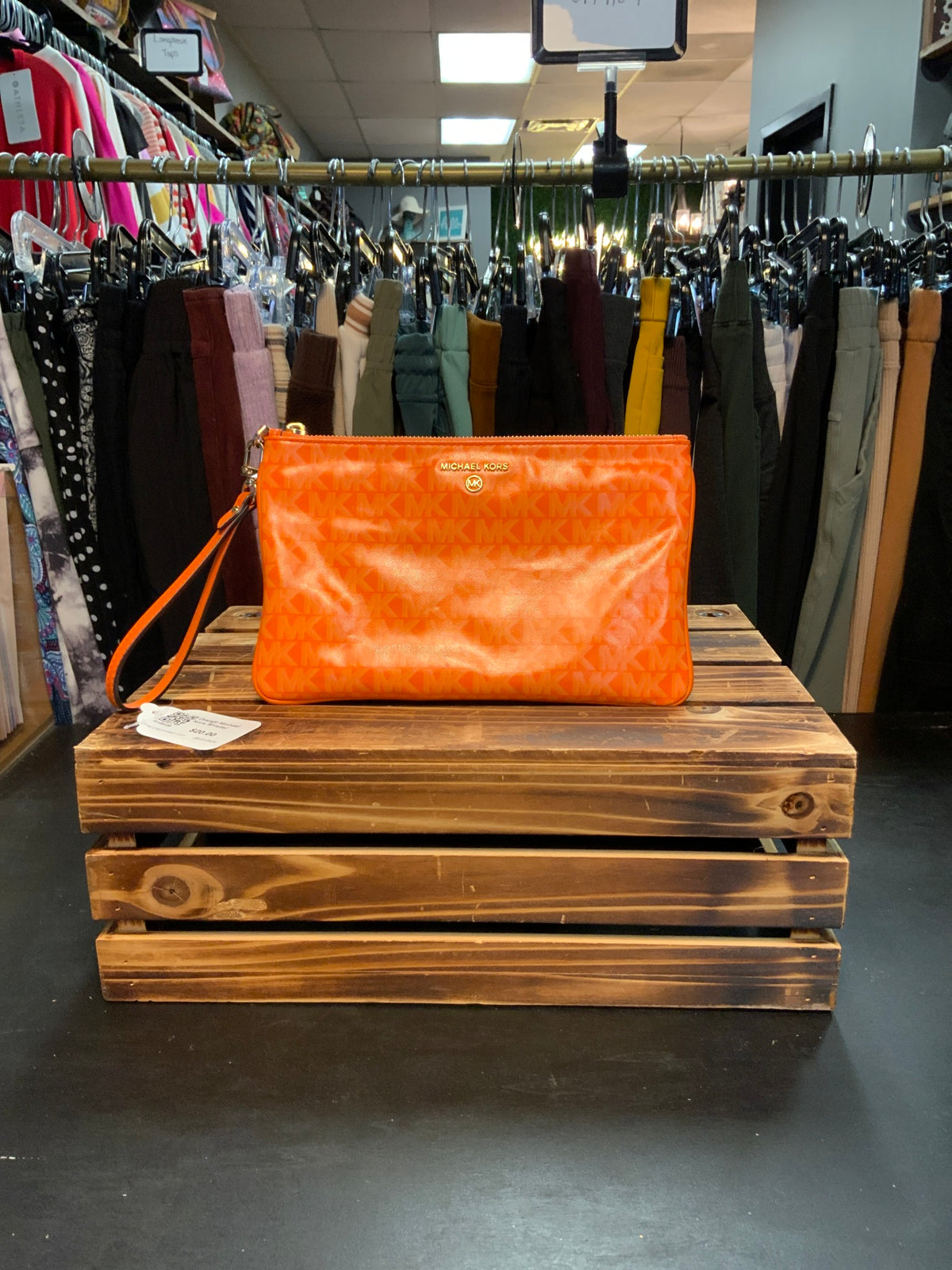 Orange Michael Kors Wristlet