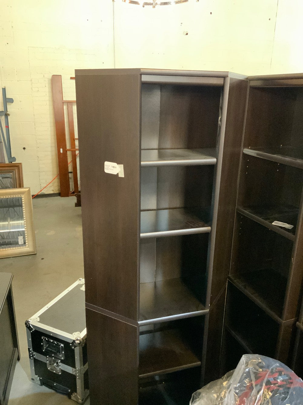 3pc Dark Wood Corner Bookcase