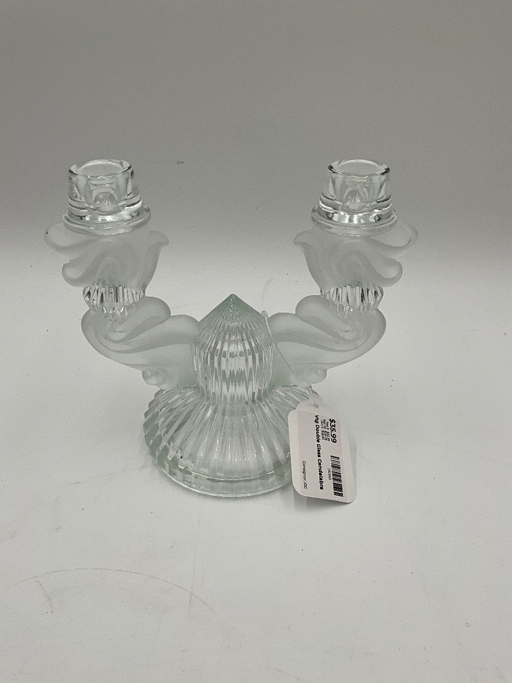 Vtg Double Glass Candelabra