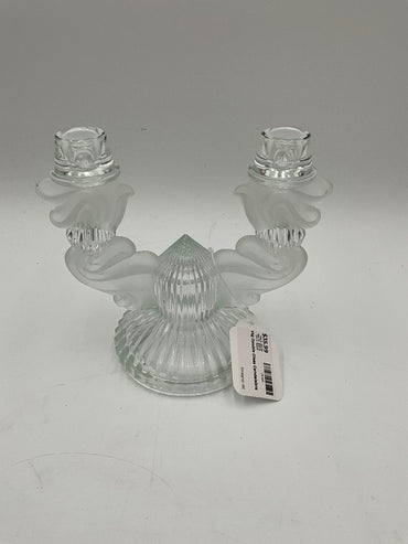 Vtg Double Glass Candelabra
