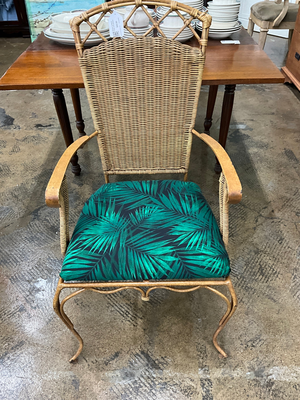 Wicker & Metal Chair w/Cushion