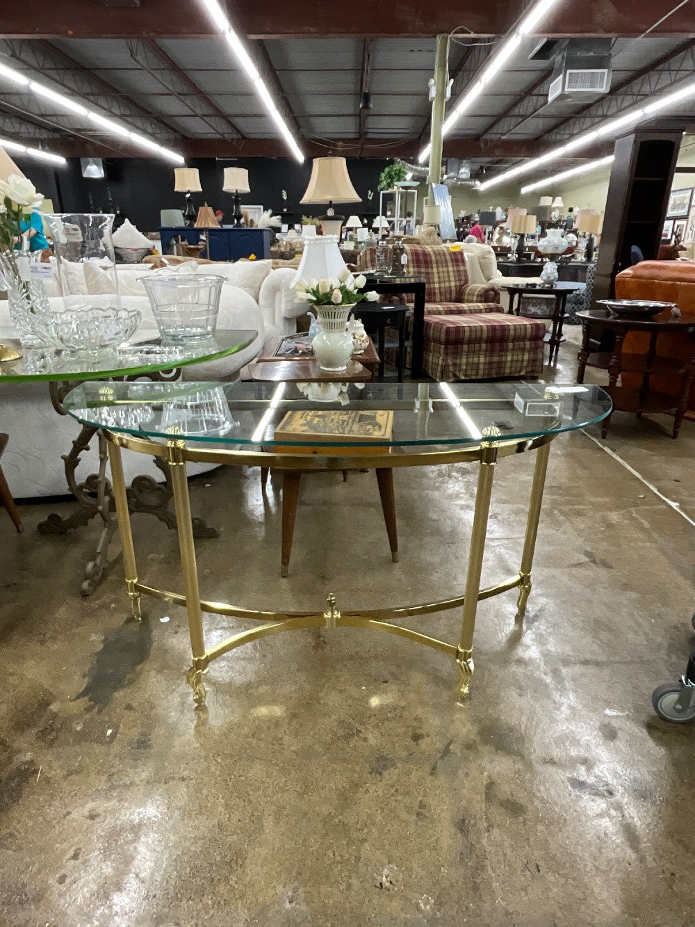 Gold & Glass Top Sofa Table