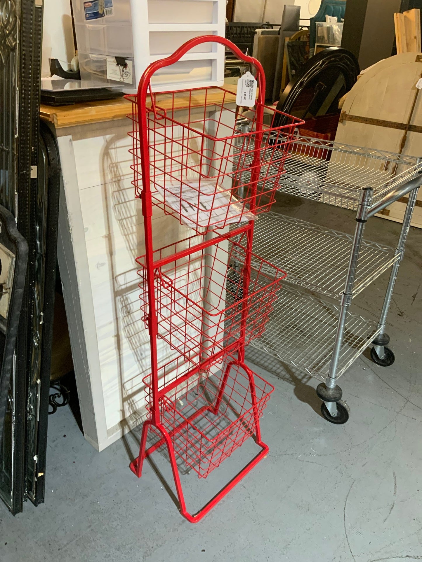 Red 3 Tiered Basket Rack