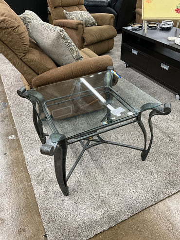 Metal & Glass End Table