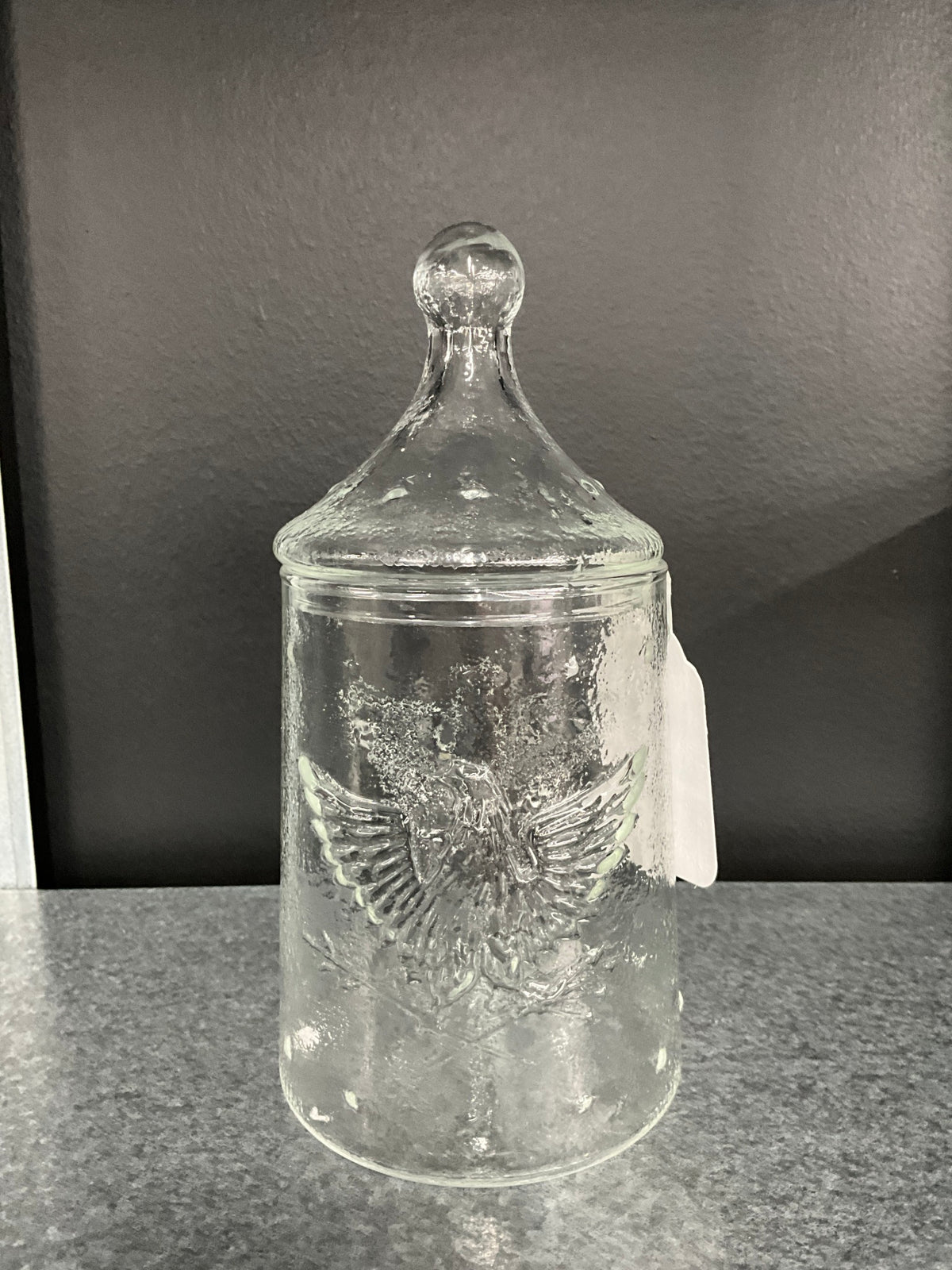 Vtg. Glass Eagle Jar W/Lid