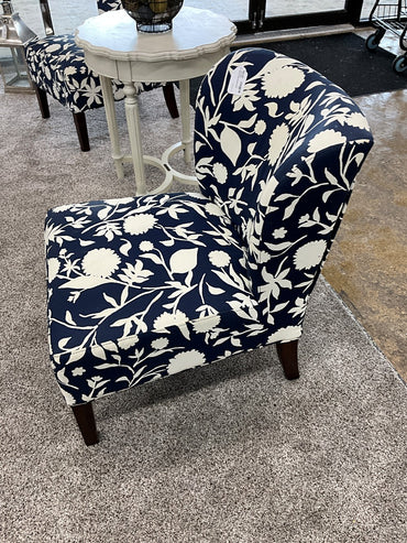Navy Floral Accent Chair