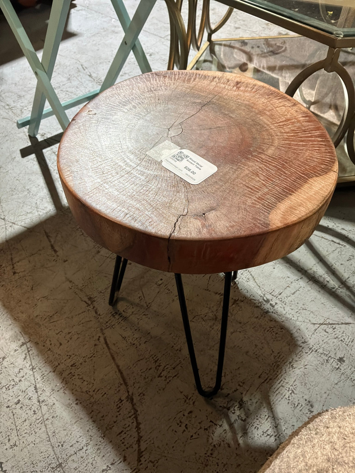 Wood Metal Accent Table