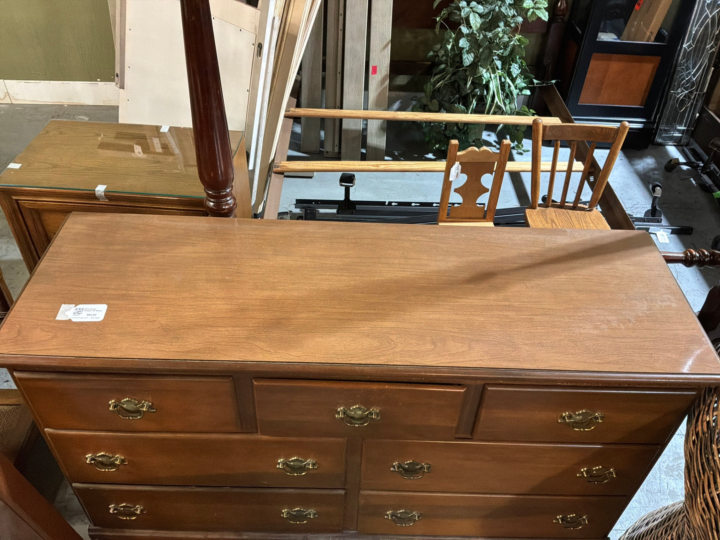 Dark Wood Dresser W/ Mirror