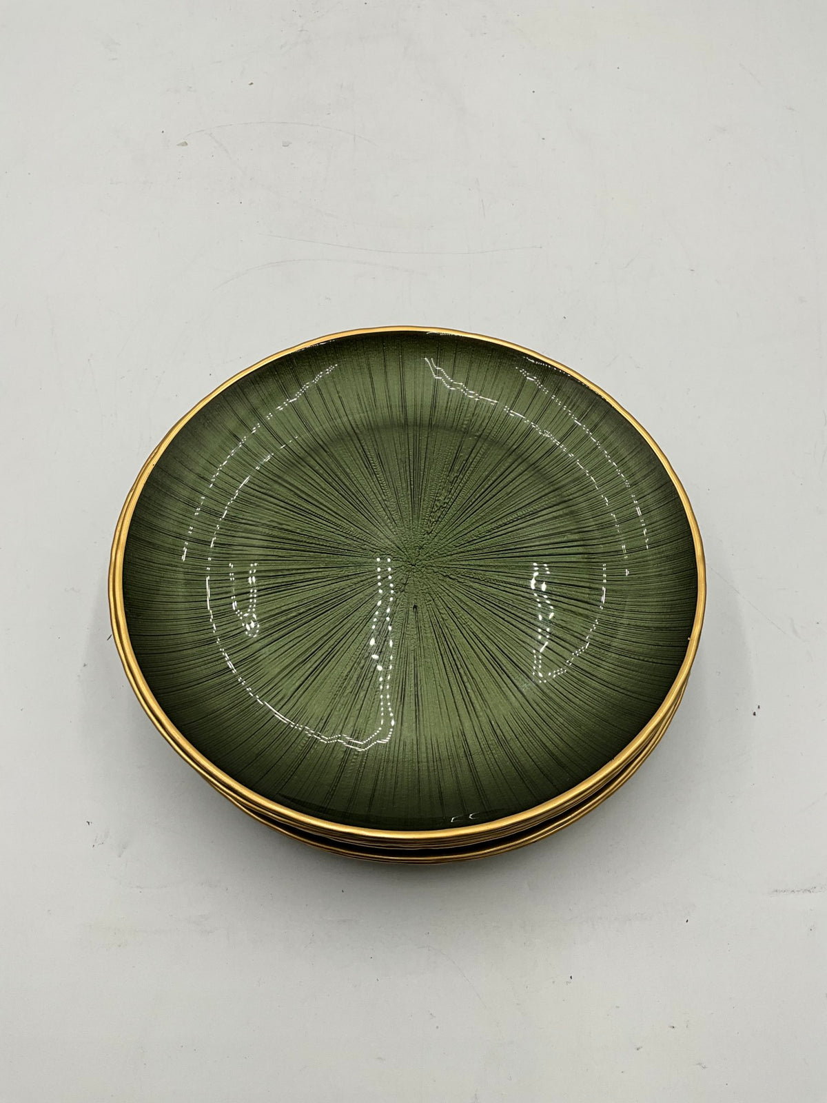 8pc Green & Gold Salad Plates