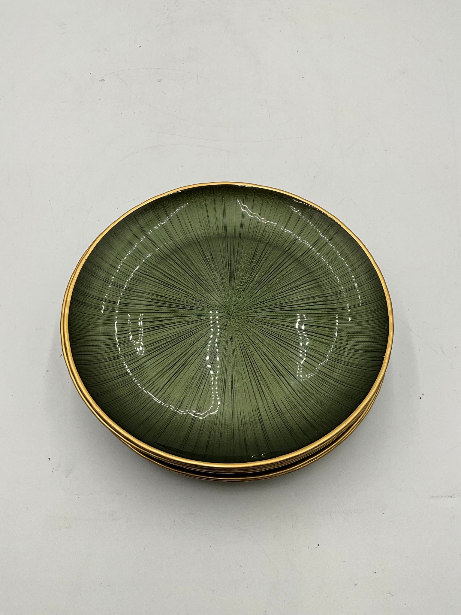 8pc Green & Gold Salad Plates
