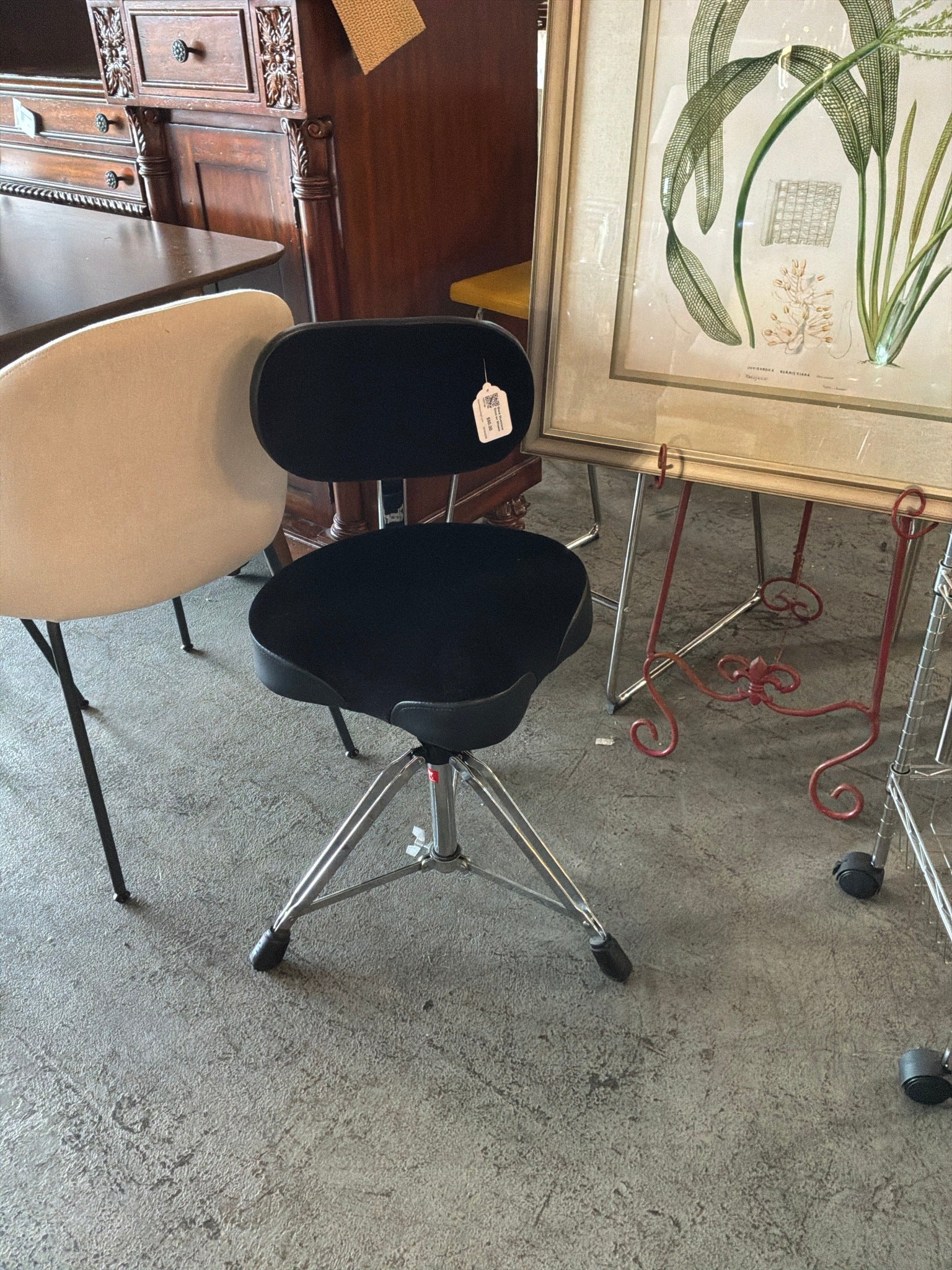 Black Musicians Stool on Wheels