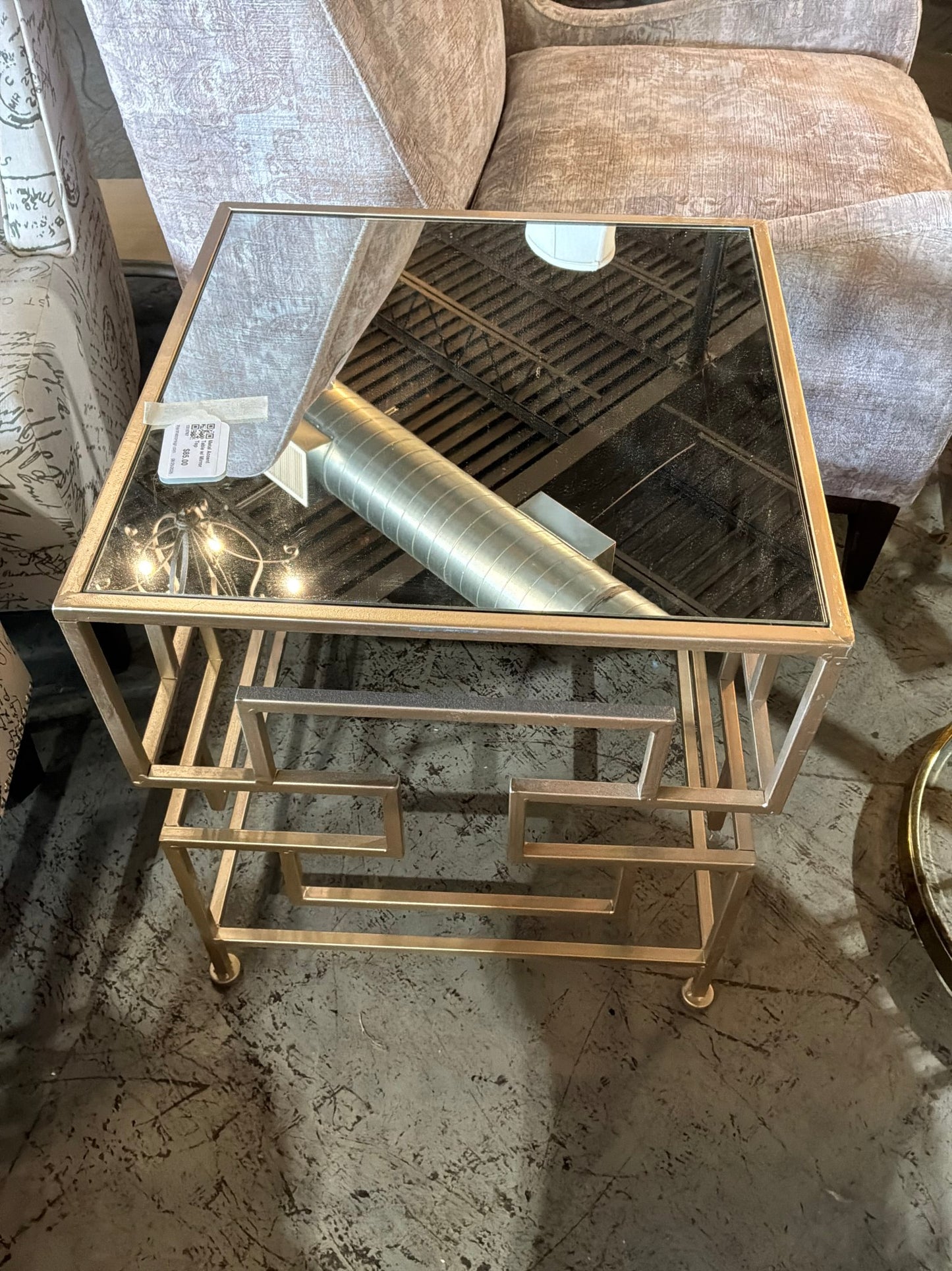 Metal Accent Table w/ Mirror Top