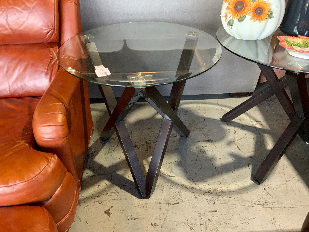Glass Wood End Tables