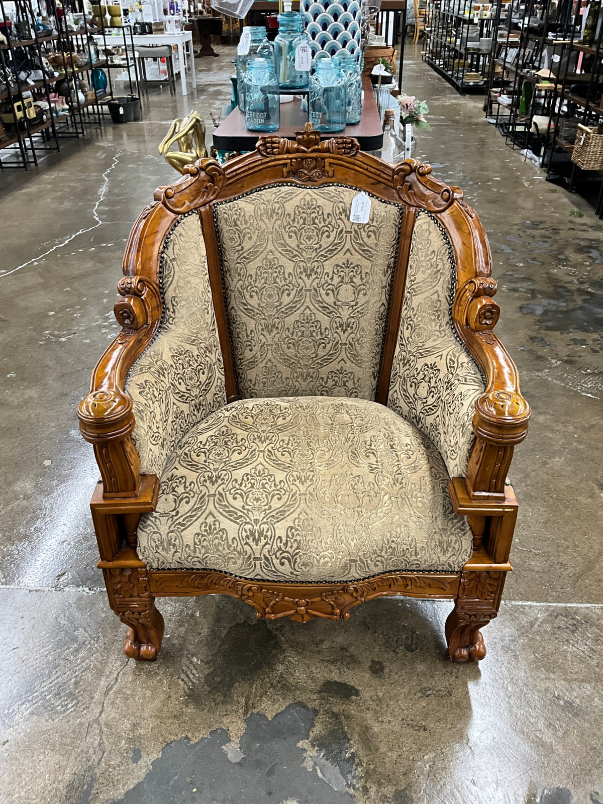 Vtg Antique Chair w/Wood Trim