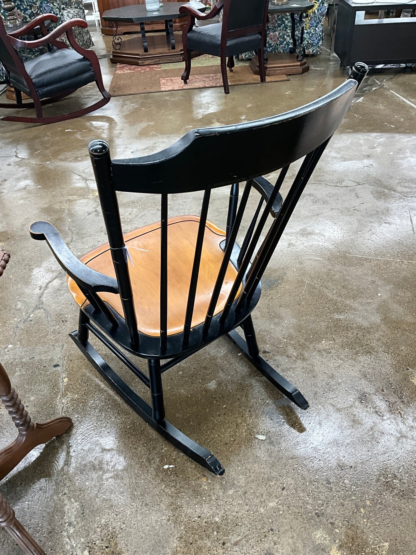Hitchcock Blk & Wood Antique Rocker