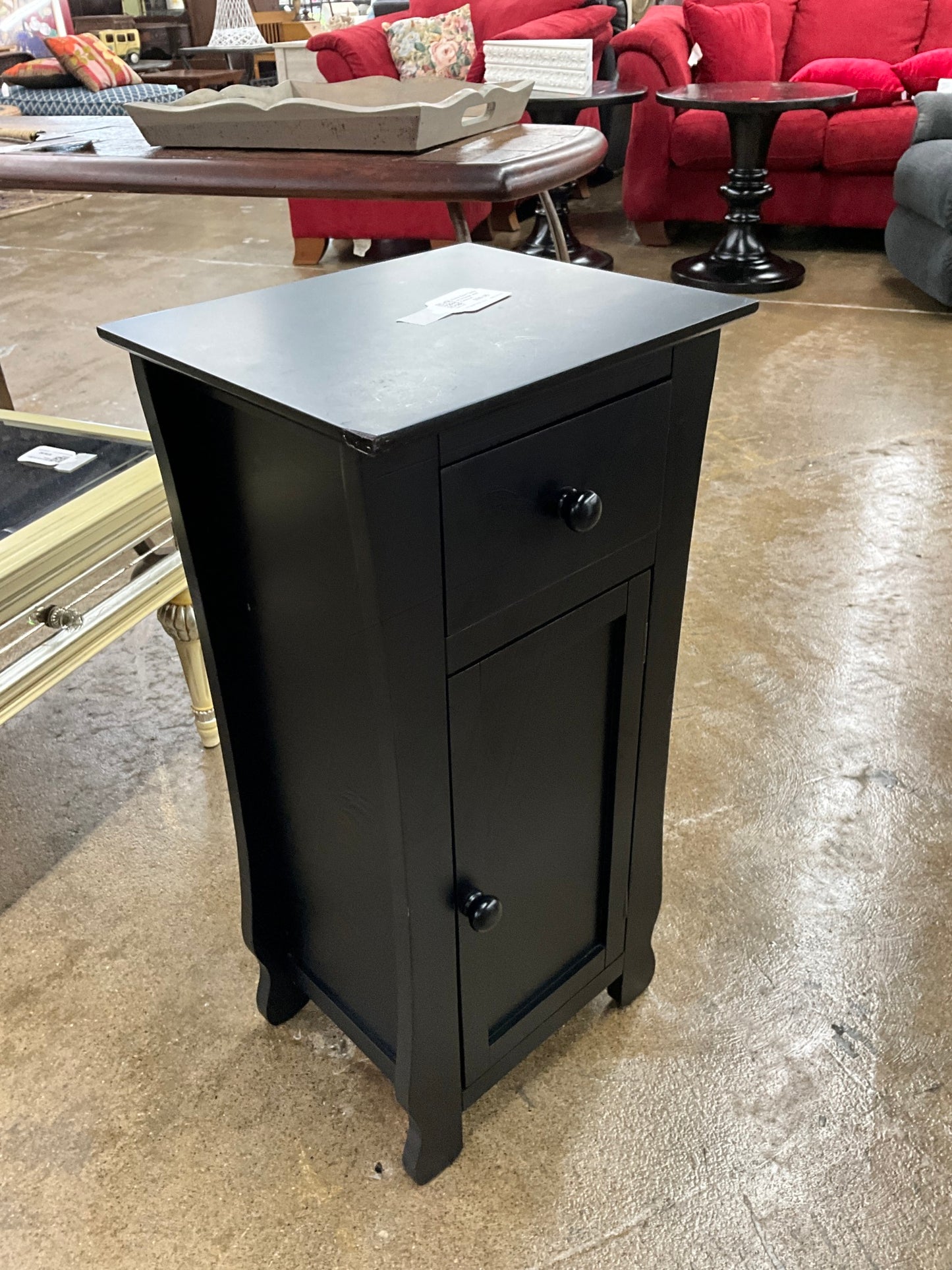 Black End Table w/ Drawer and Cabinet
