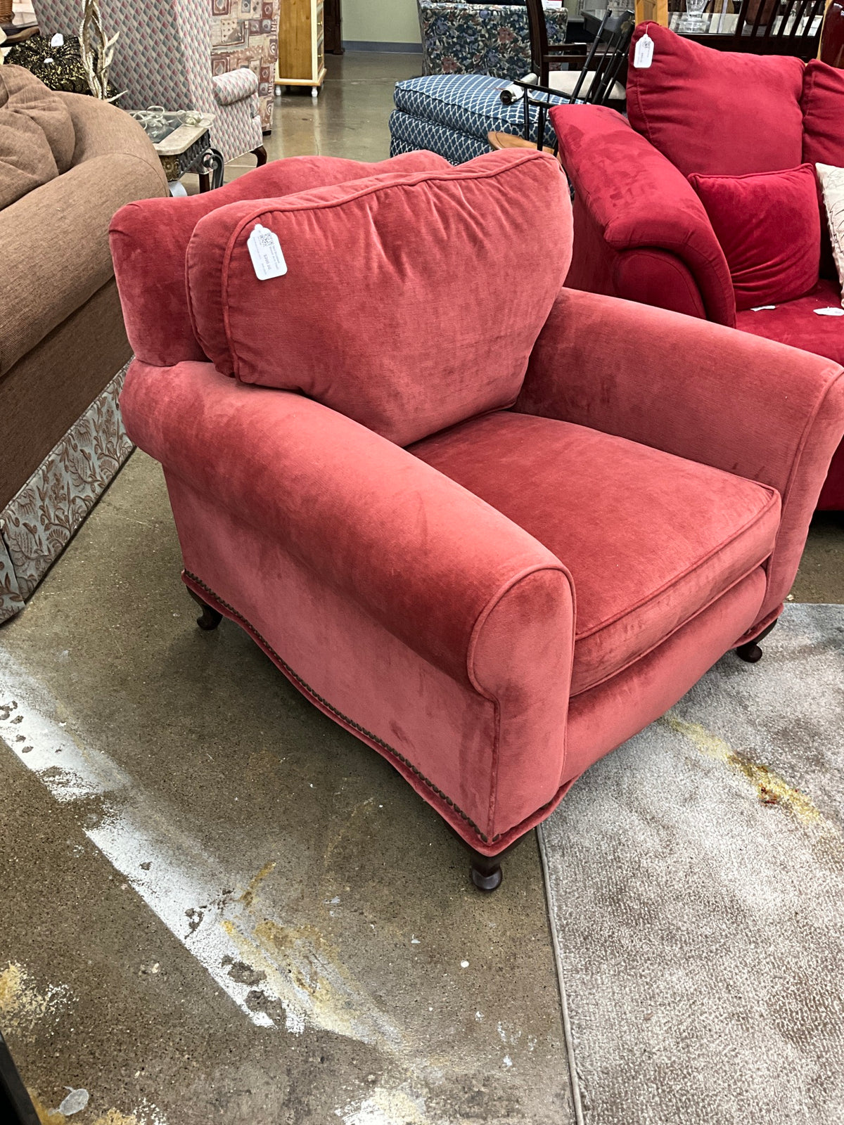 Red Studded Drexel Arm Chair