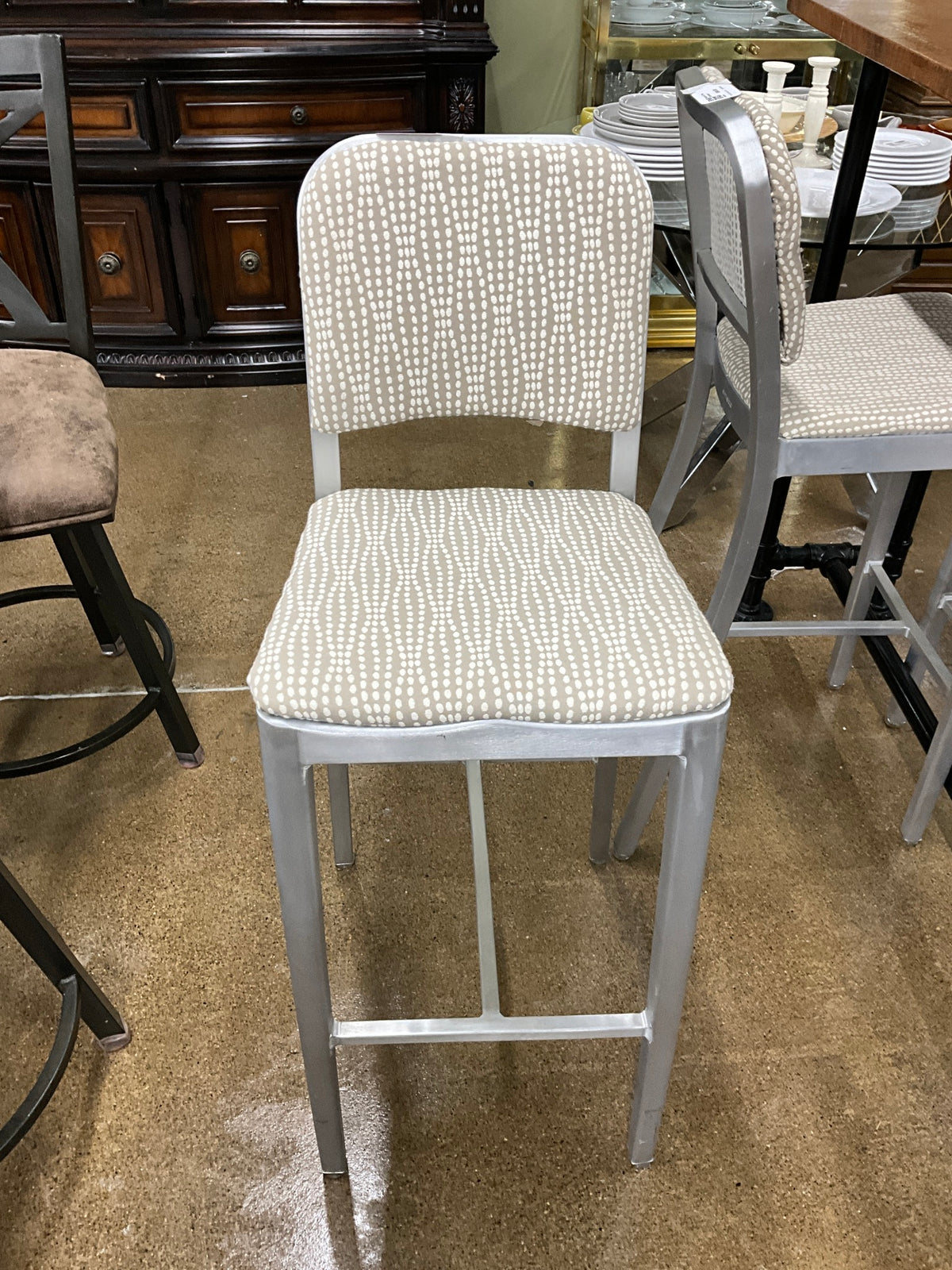 Silver & Tan Barstool