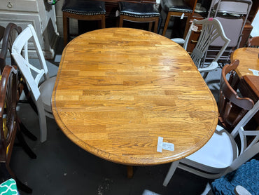 Wood Pedestal Table w/ Leaf