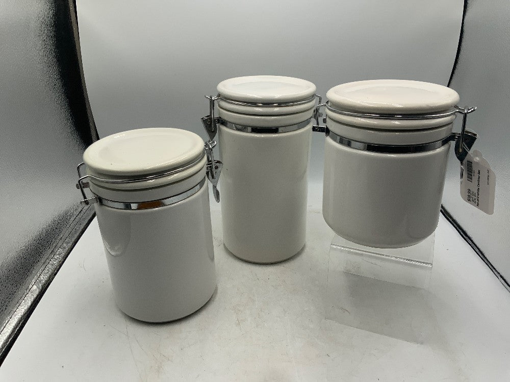 Set of 3 White Canister Set