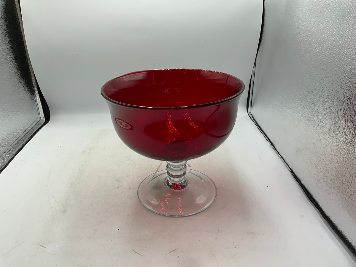 Ruby Glass Pedestal Bowl