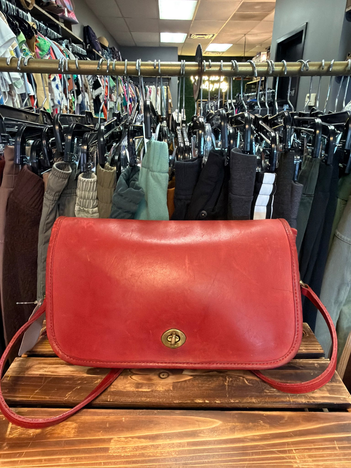 Vtg. Red Coach Crossbody