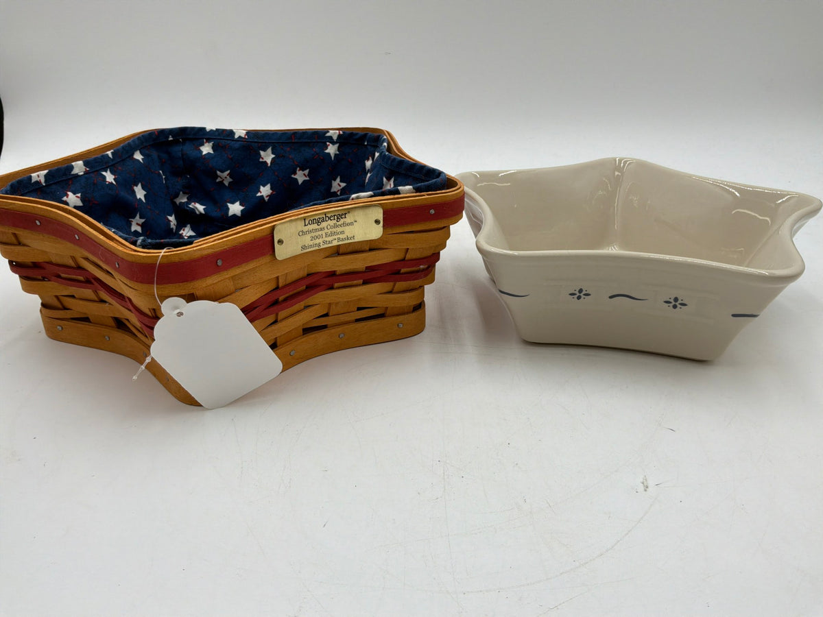 Longaberger Star Pottery Dish w/ Basket