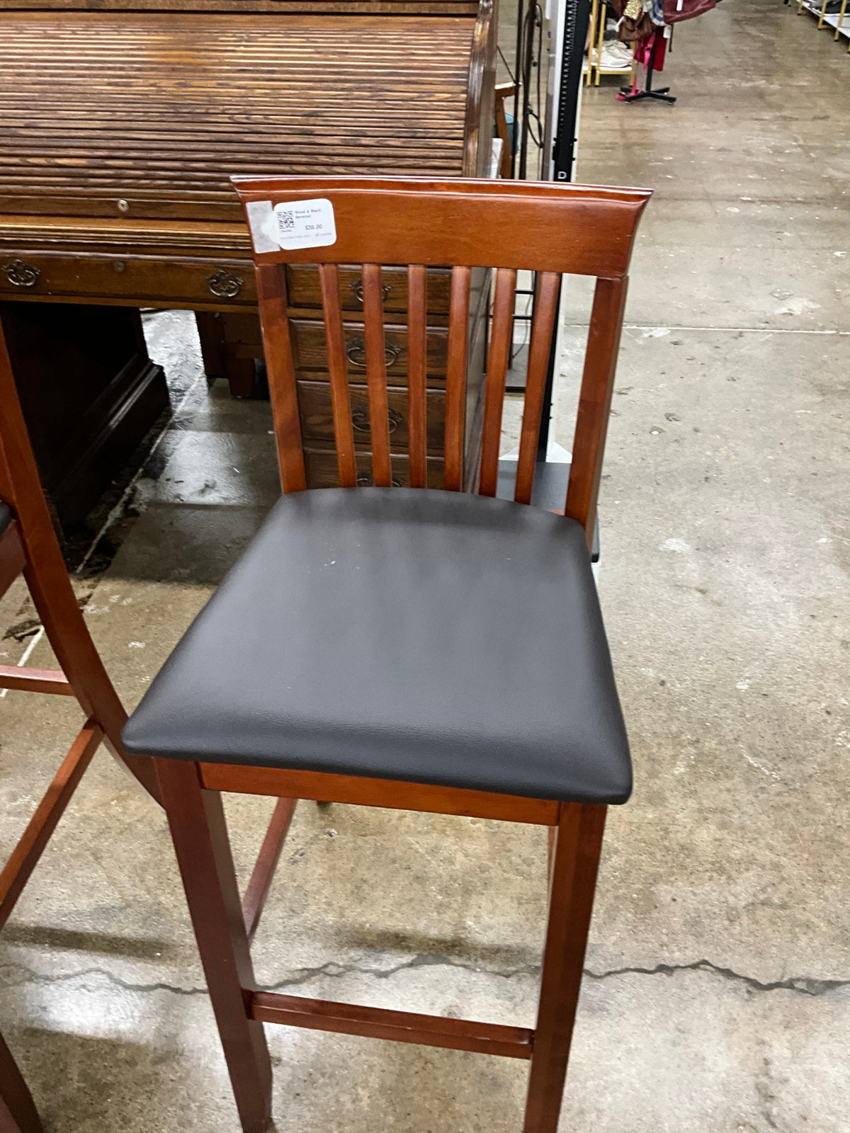 Wood & Black Barstool