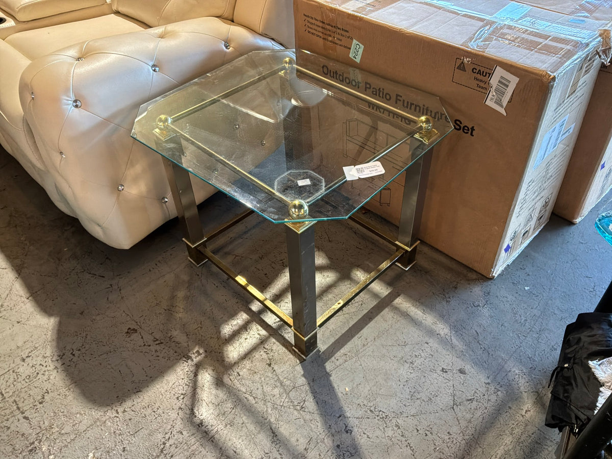 Gold End Table Angled Glass Top