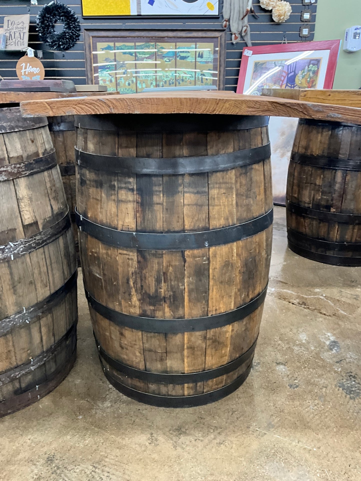 Whiskey Barrel w/Live Edge Top