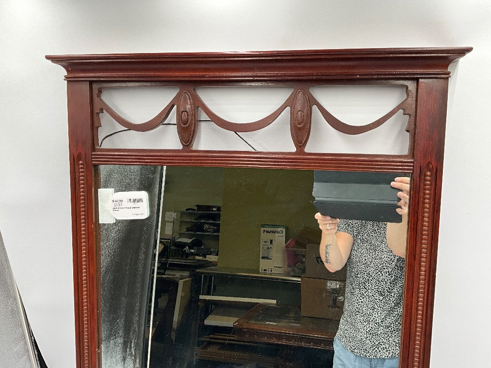 Dark Brown Wood Framed Mirror