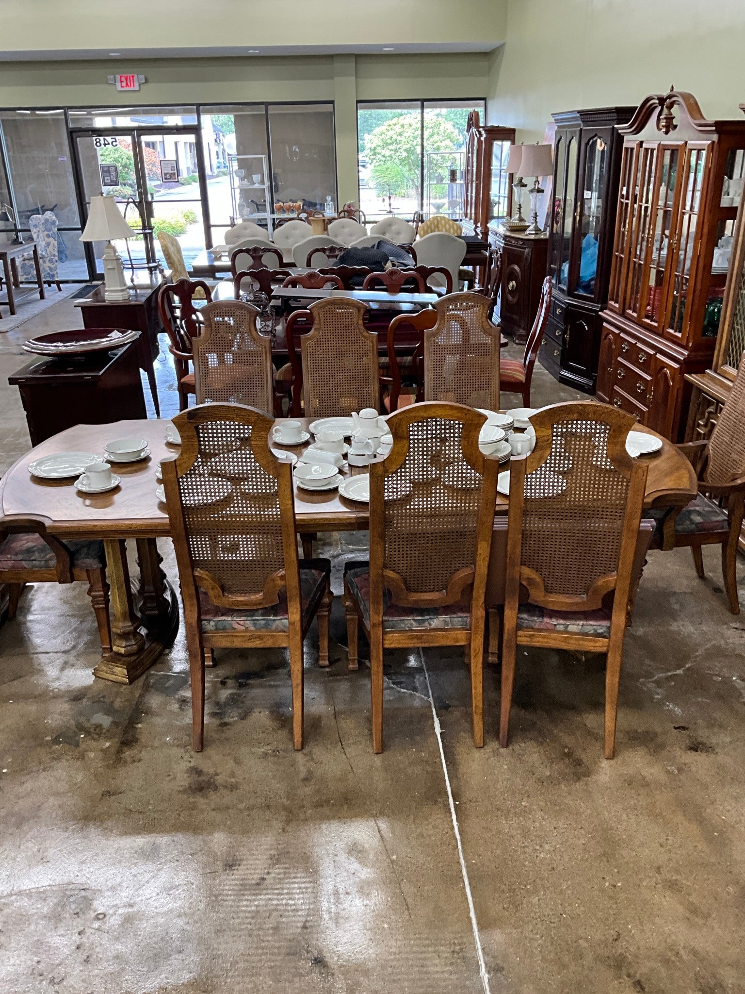 Table w/ 8 Cane-back Chairs