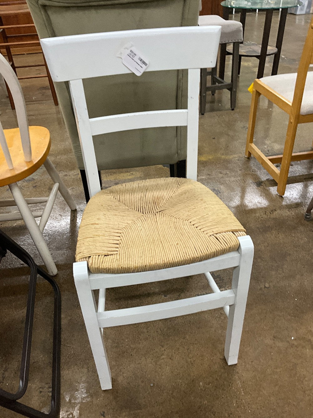 White Chair w/ Woven Seat