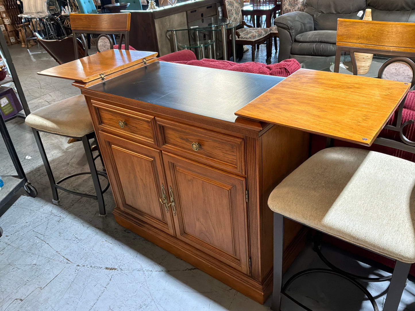 Lexington Wood Cabinet w/ Fold Out Top