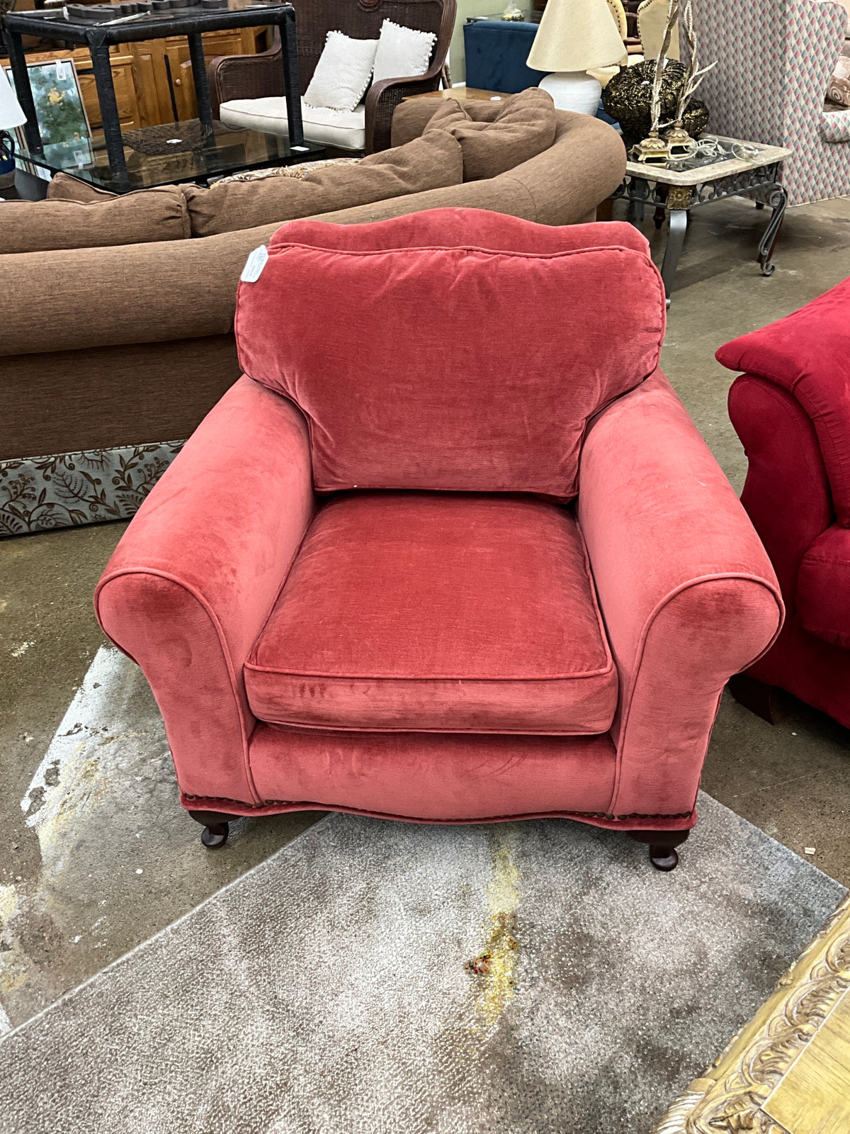 Red Studded Drexel Arm Chair