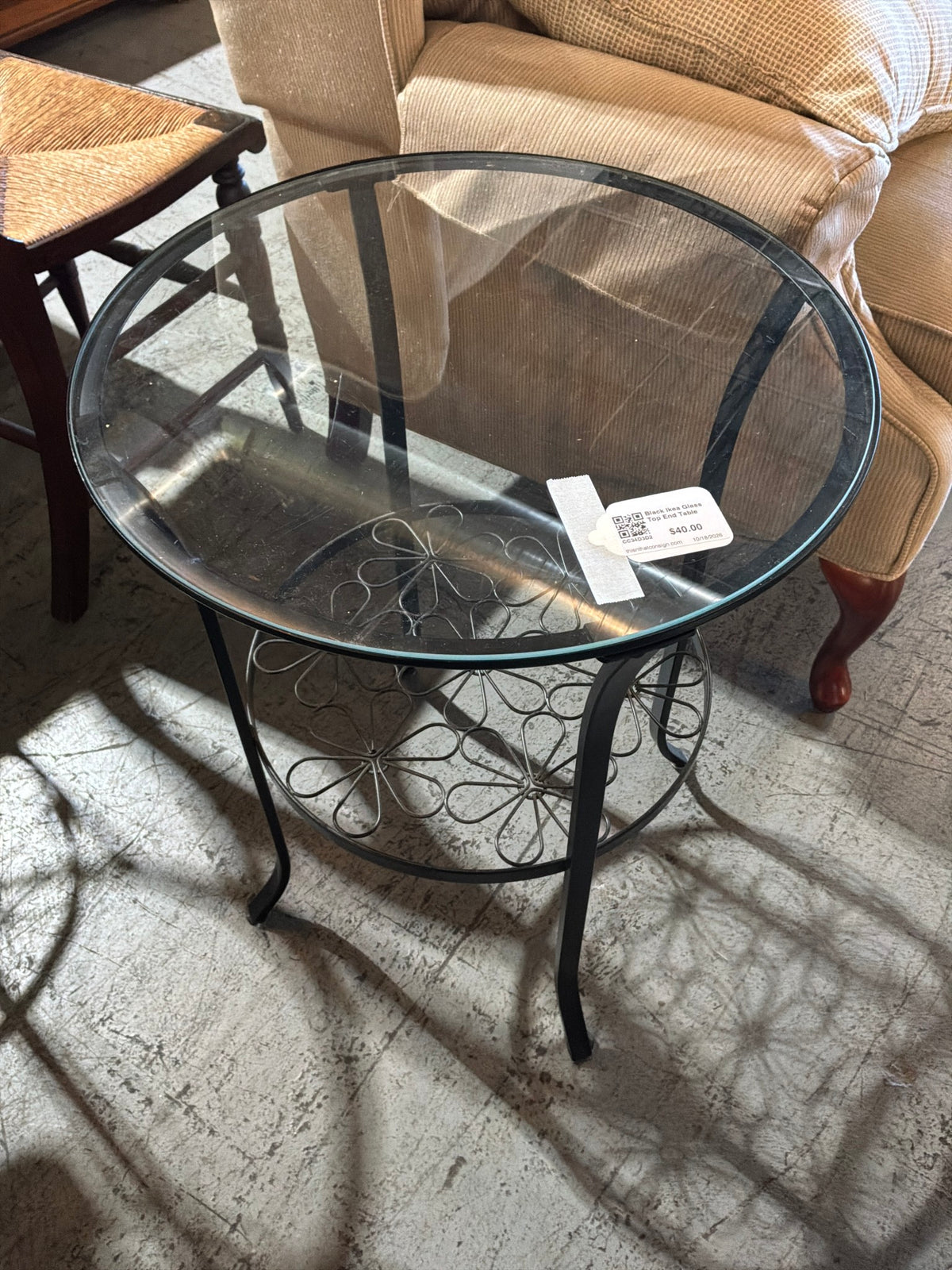 Black Ikea Glass Top End Table