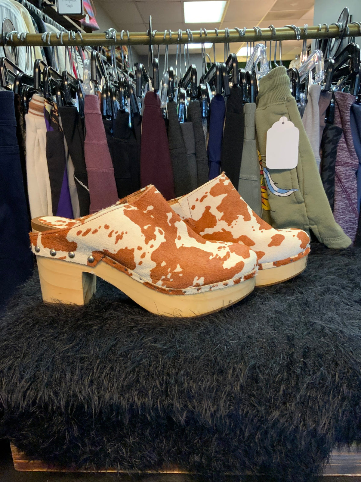 Cow Print Clogs Sz 8