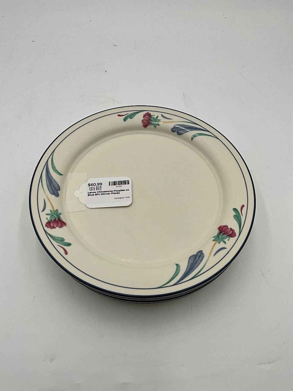 Lenox Chinastone Poppies on Blue 6Pc Dinner Plates
