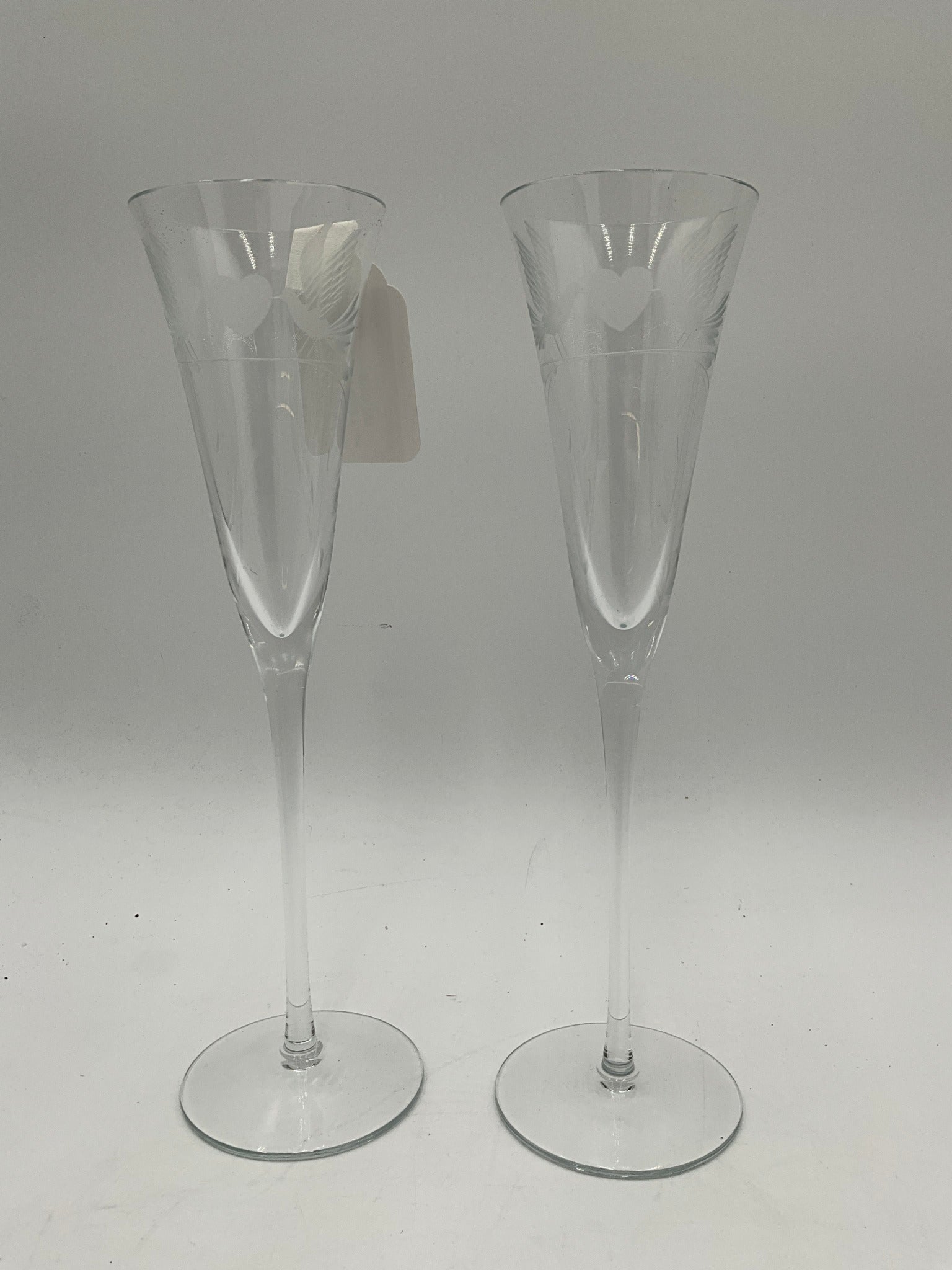 Loverbirds Etched Crystal Champagne Flute Set of 2