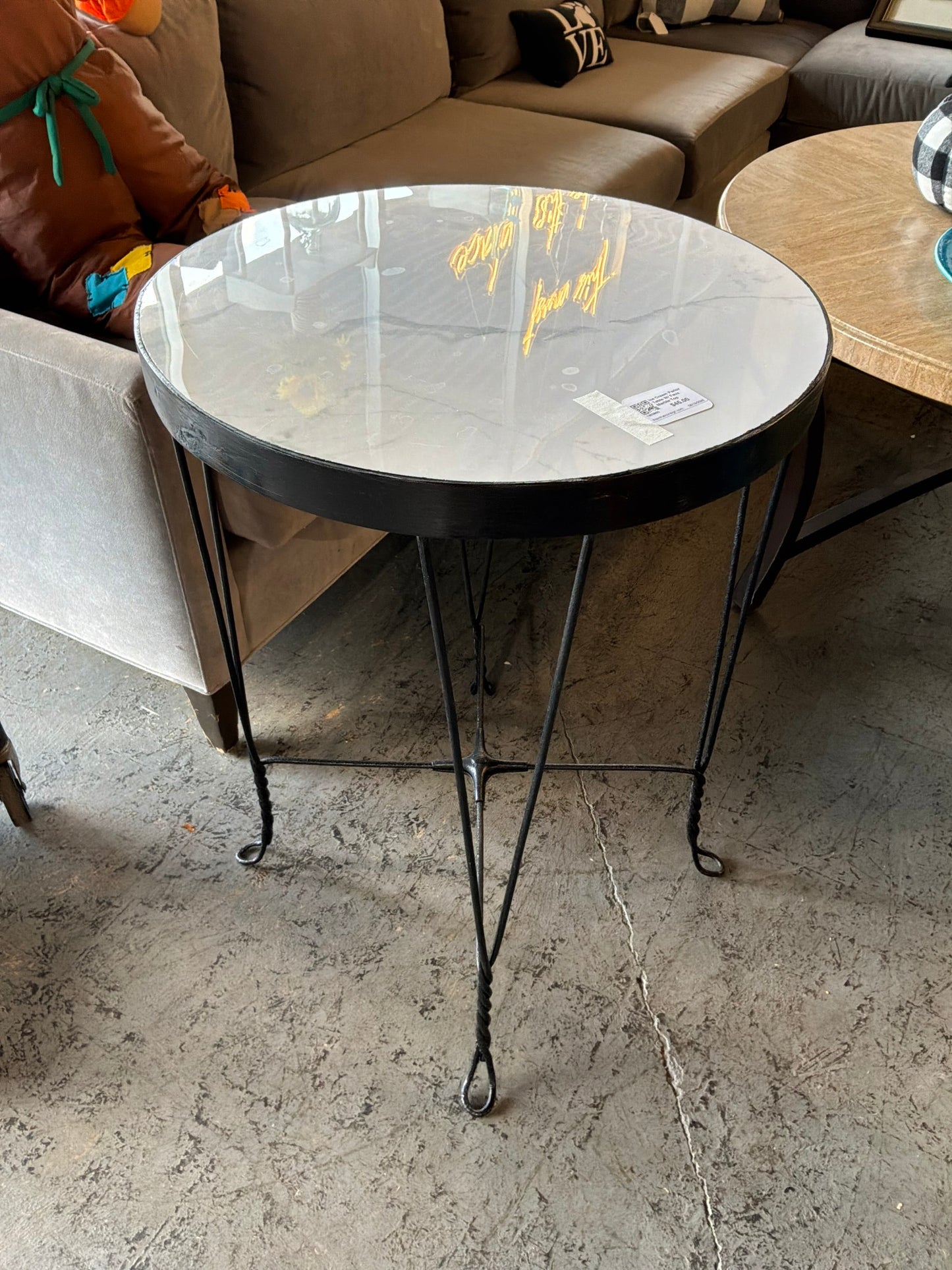 Ice Cream Parlor Table W/ Faux Marble Top