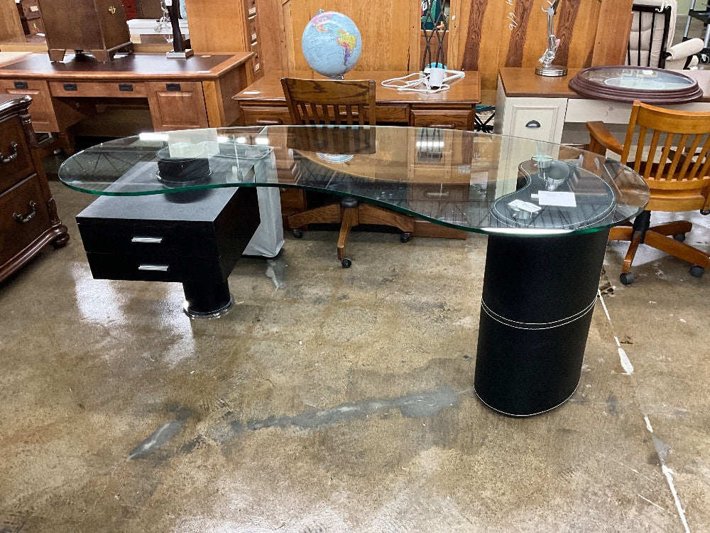 Black Bova Glass Office Desk
