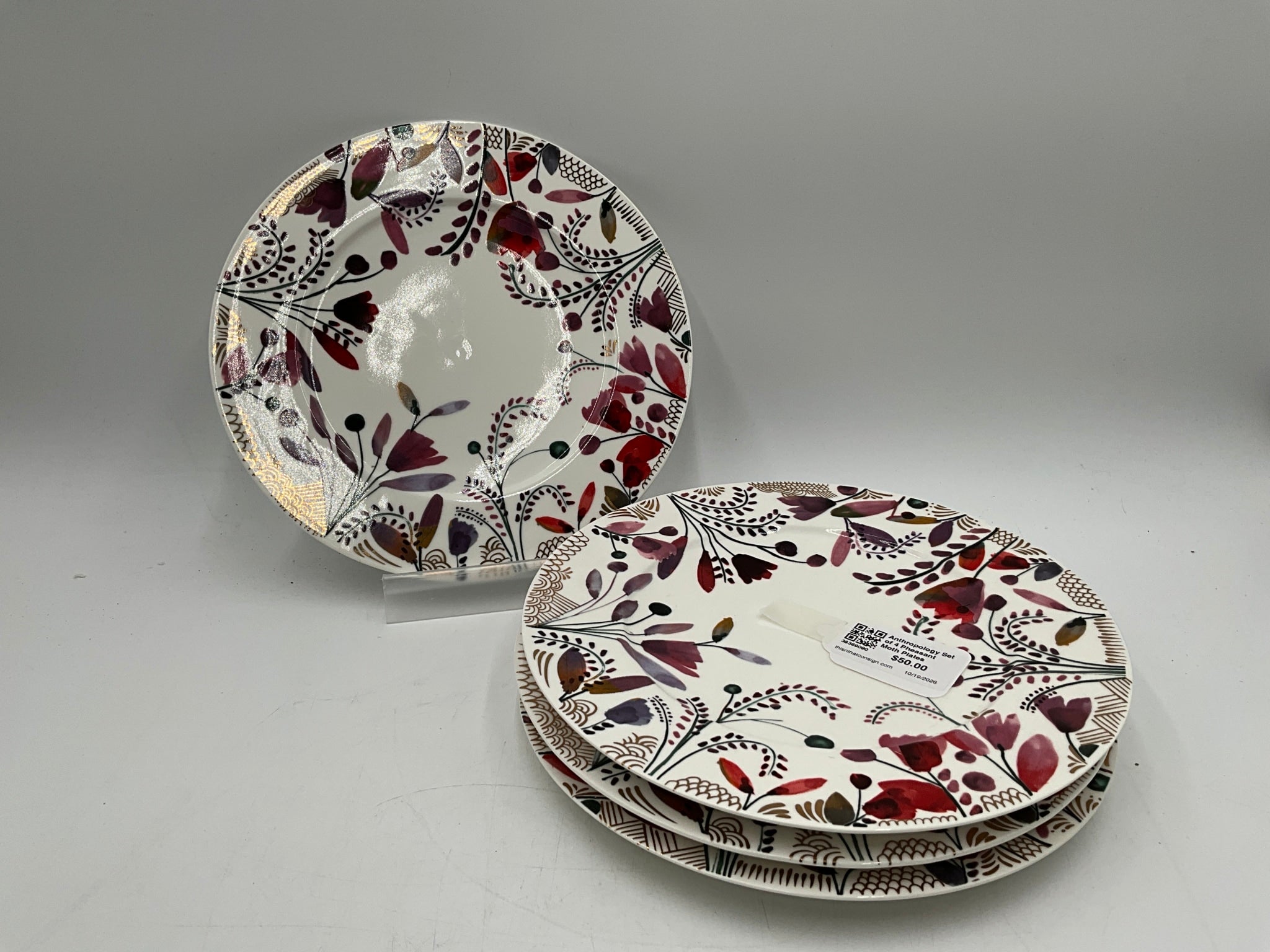 Anthropology Set of 4 Pheasant Moth Plates