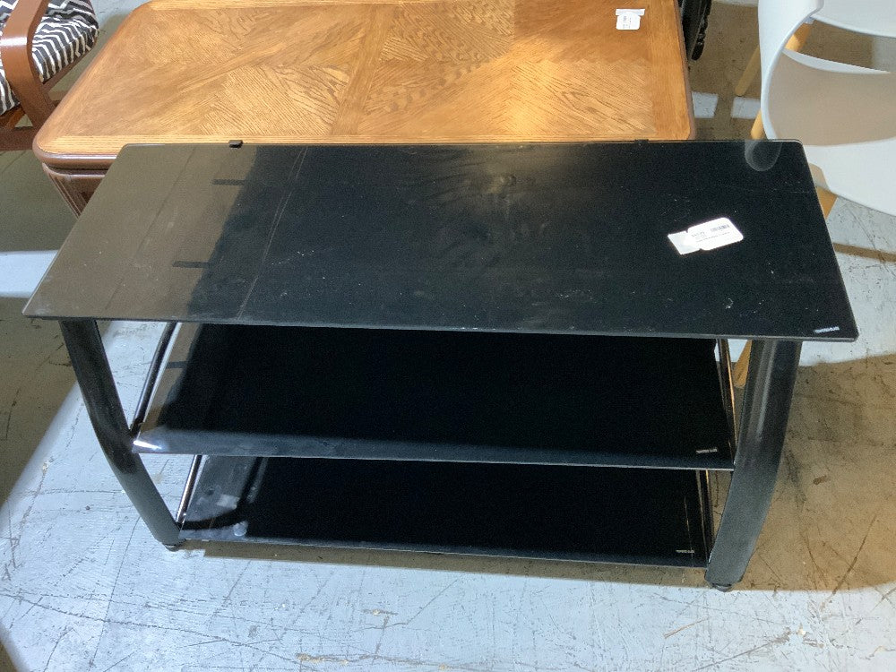Glass Metal Black Tv Stand