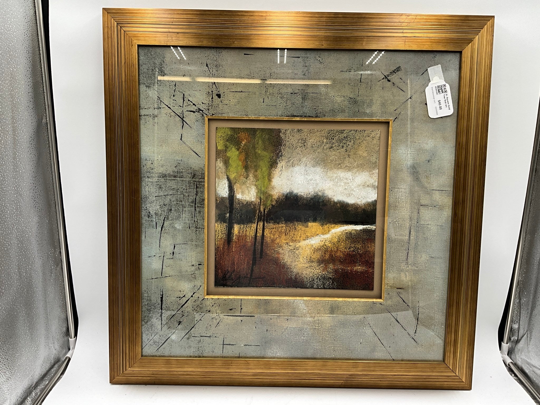 XL Square Gold Tree Wall Art