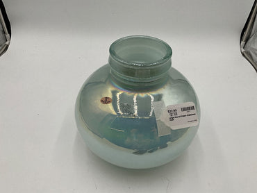Large Round Green Iridescent Vase