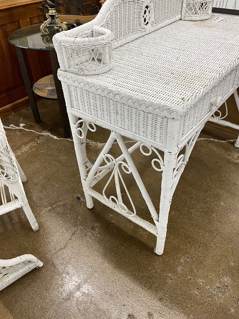 White Wicker Desk