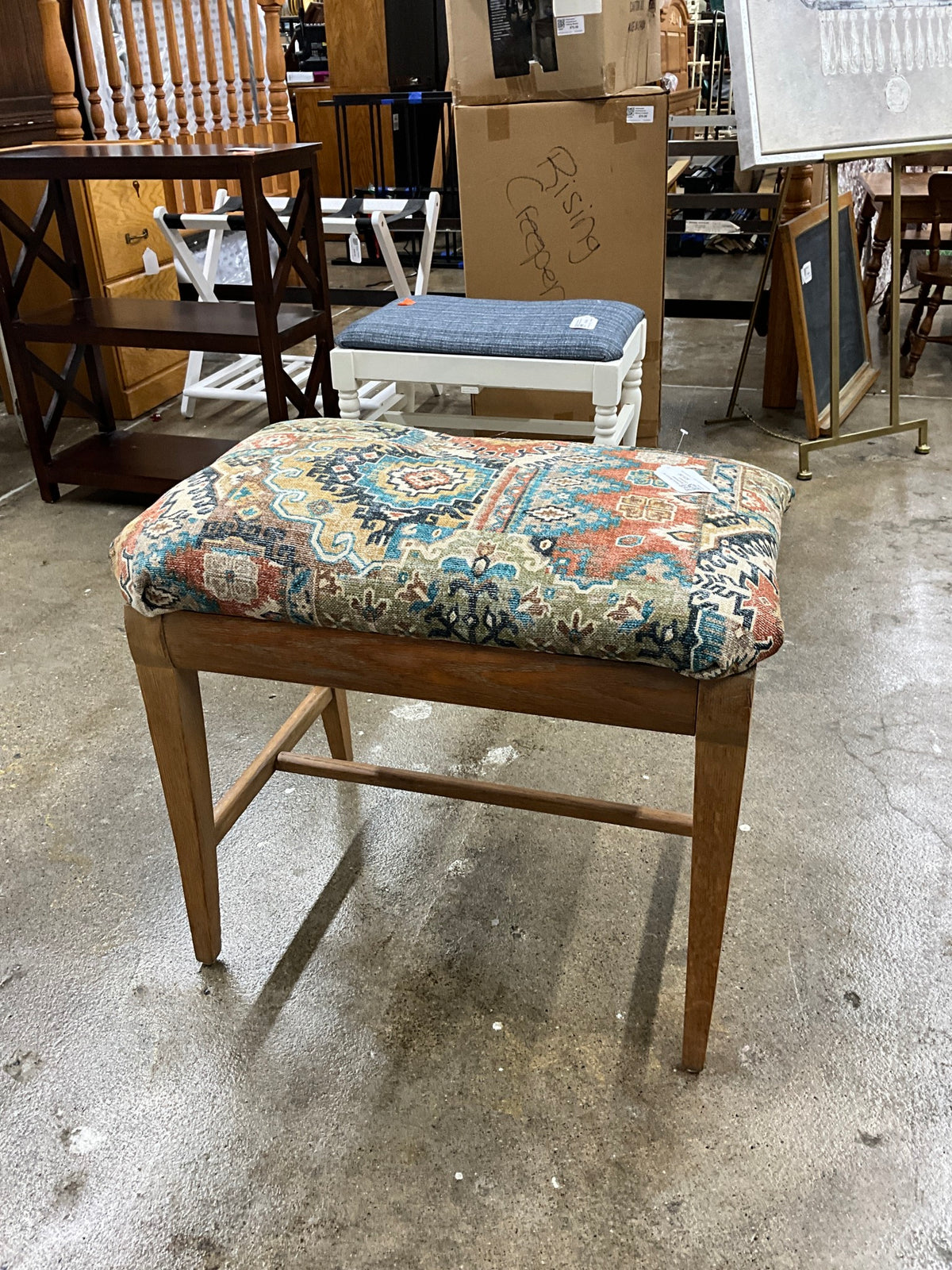 Wood Bench w/ Southwest Cushion