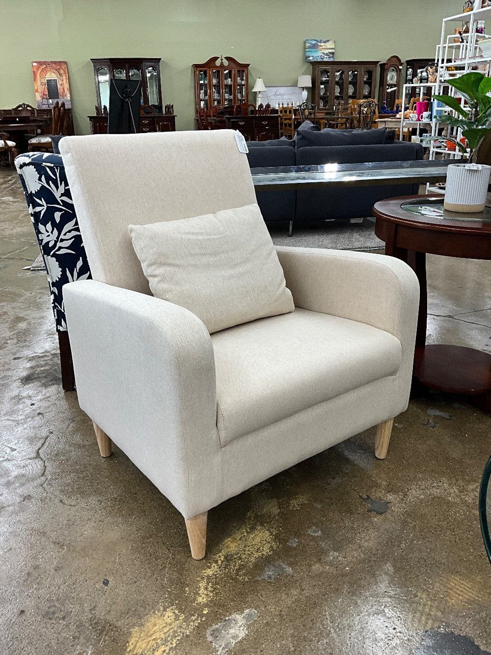 Colamy Cream Chair w/ White Wood Legs