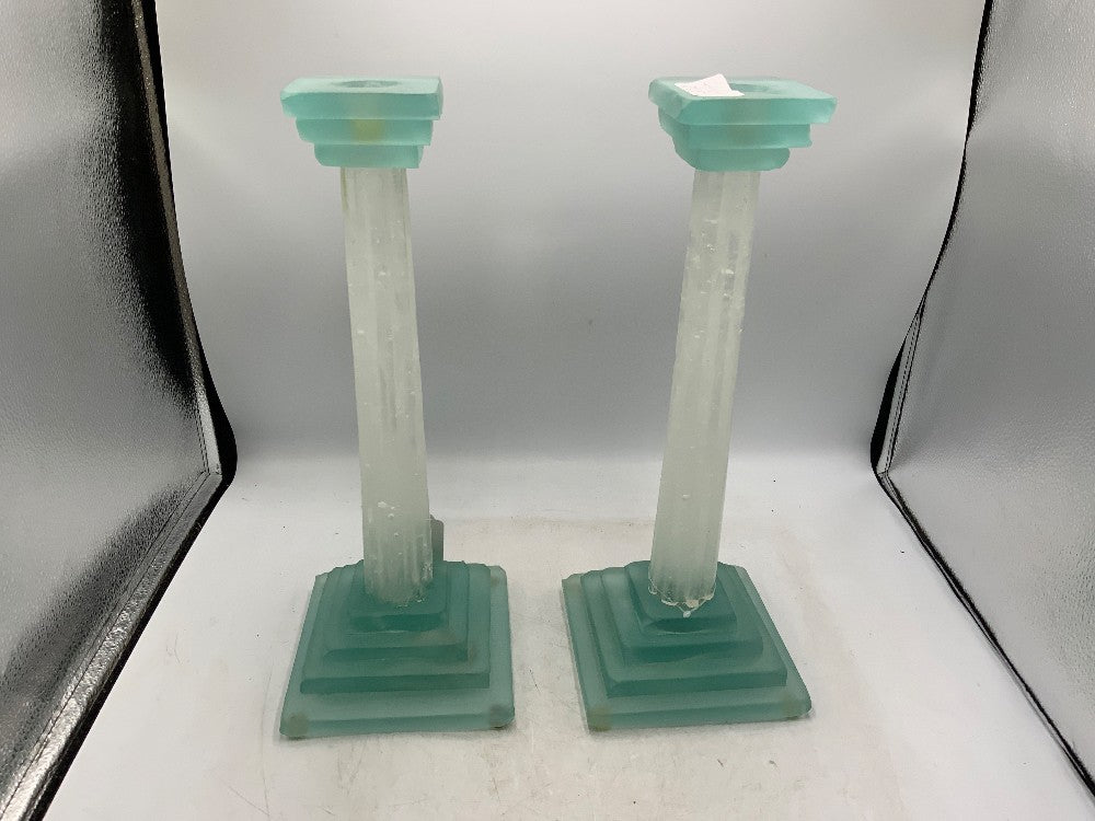 David Foglia Lg. Glass Candle Holders Set of 2 *AS IS*