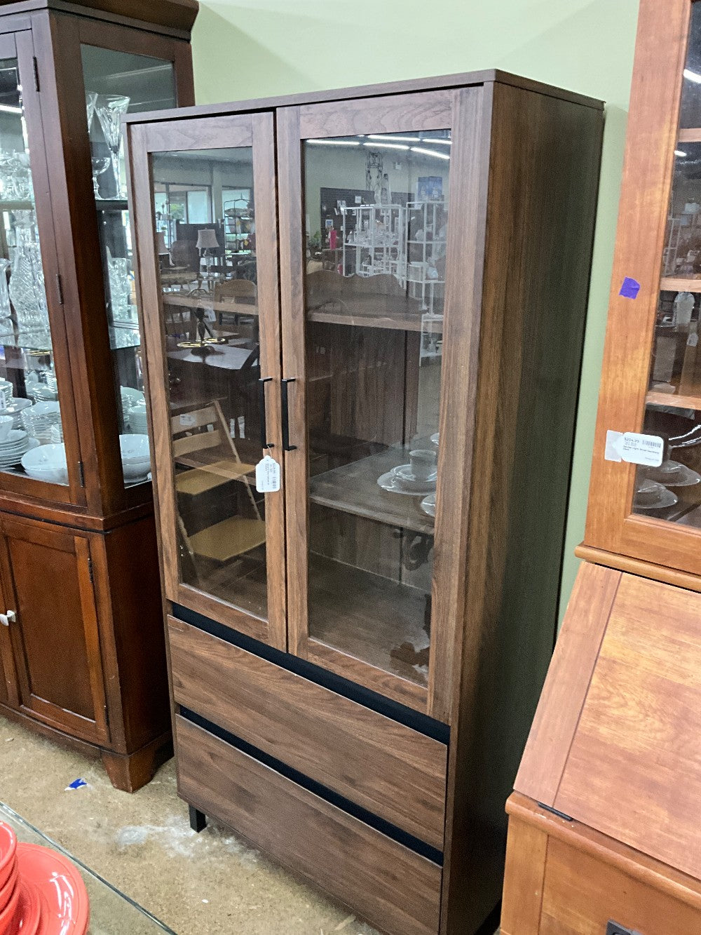 Wood 2-Door Cabinet w/ Drawers